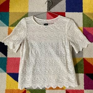 J Crew Short Sleeve Lace Top, Size S